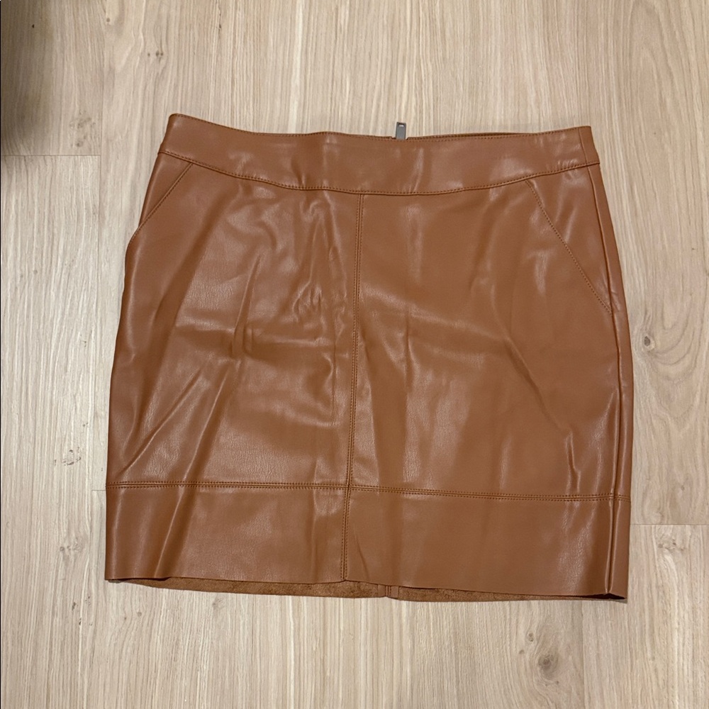 Brown Leather Mini Skirt
